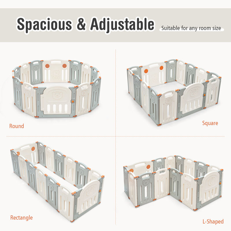 Foldable Baby Playpen 14 Panel Activity Center Safety Play Yard