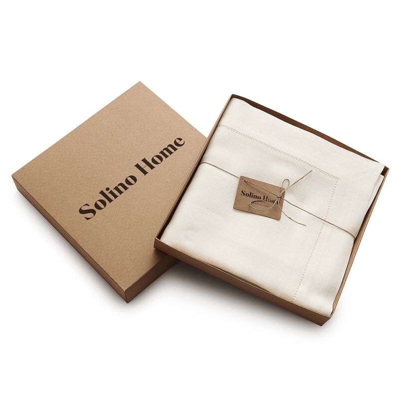 Solino Home 100% Pure Linen Tablecloth | Classic Hemstitch
