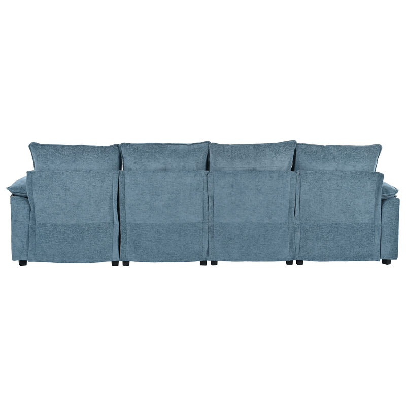 Merax U-Shaped Chenille Sectional Sofa with Adjustable Armrest Pillows