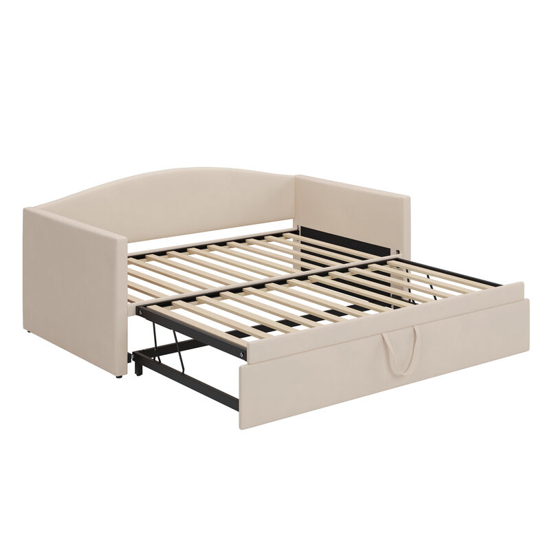 Merax Velvet Daybed with Extended Pop Up Trundle