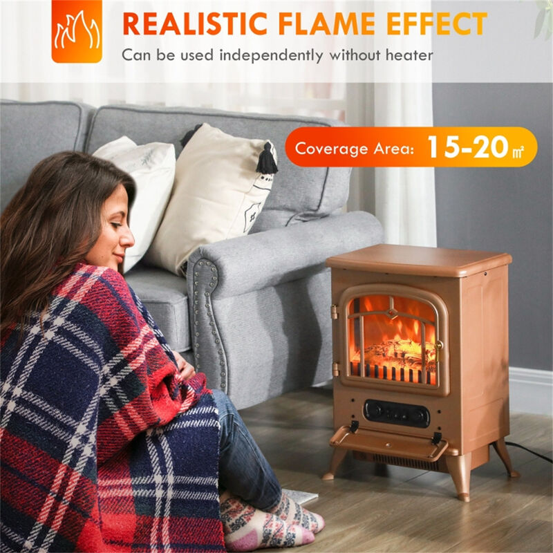 Wall-Mounted Electric Fireplace Heater with Remote Control