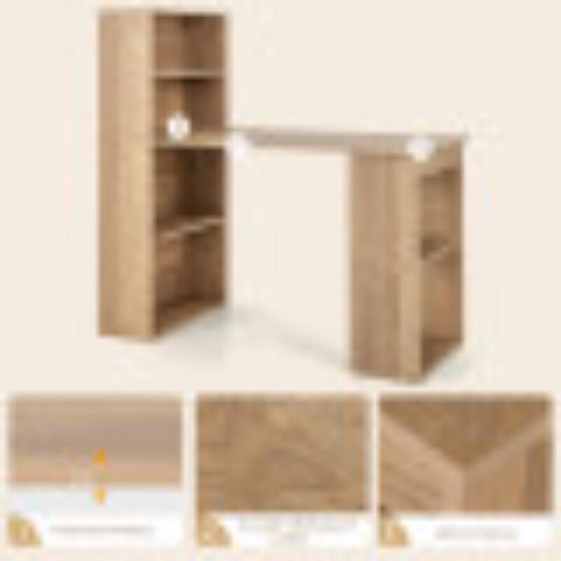 Hivvago Computer Desk Writing Workstation Office with 6-Tier Storage Shelves