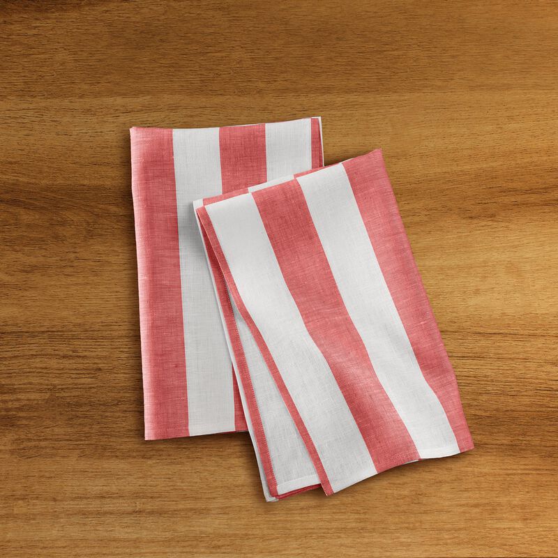 Solino Home 100% Pure Linen Kitchen Towels Set of 2 - 17 x 26 Inch | Cabana Stripe
