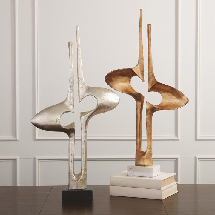 Brother and Sister Sculpture- Gold
