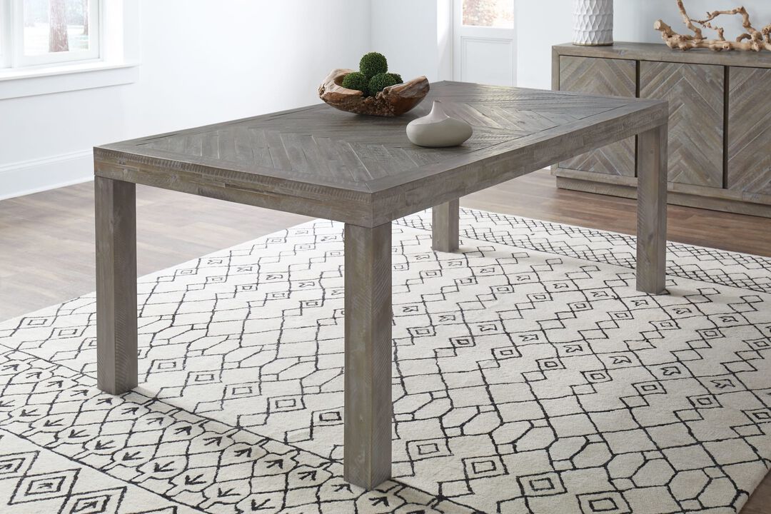 Herringbone Solid Wood Rectangular Dining Table