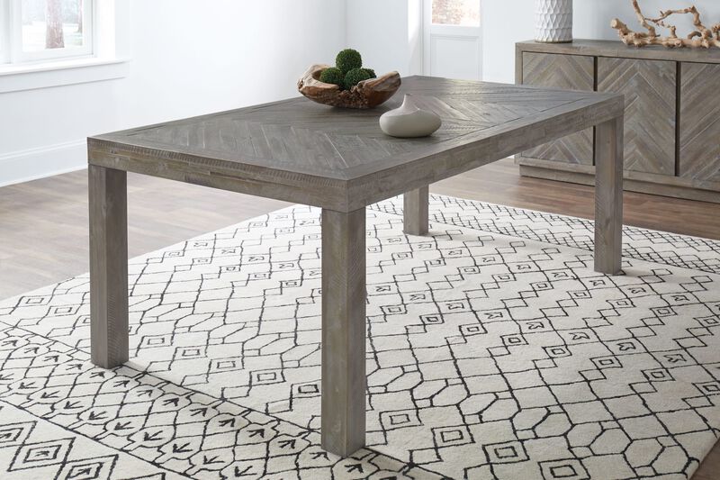Herringbone Solid Wood Rectangular Dining Table