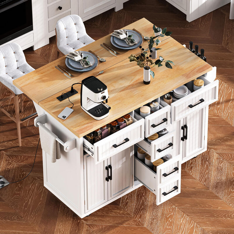 Merax Vertical Stripe Rolling Kitchen Cart on Wheels
