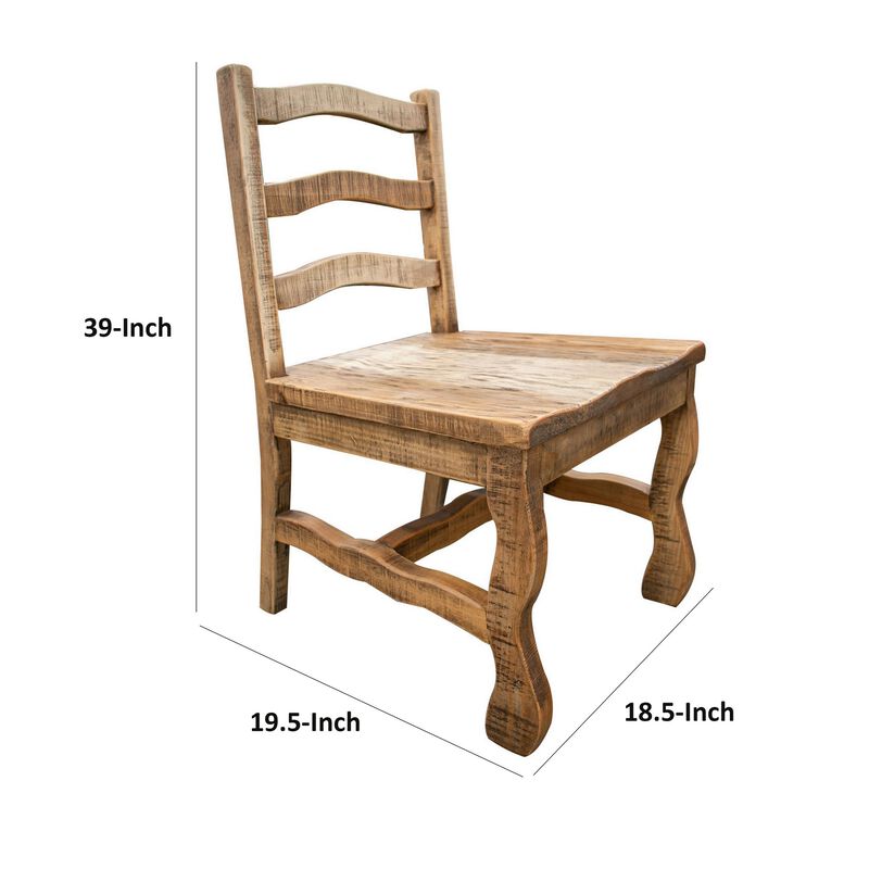 Chris 20 Inch Dining Chair, Set of 2, Curved Pine Wood, Arched Backrest-Benzara