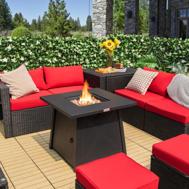 Hivvago 30 Inch Square Propane Gas Fire Table with Waterproof Cover