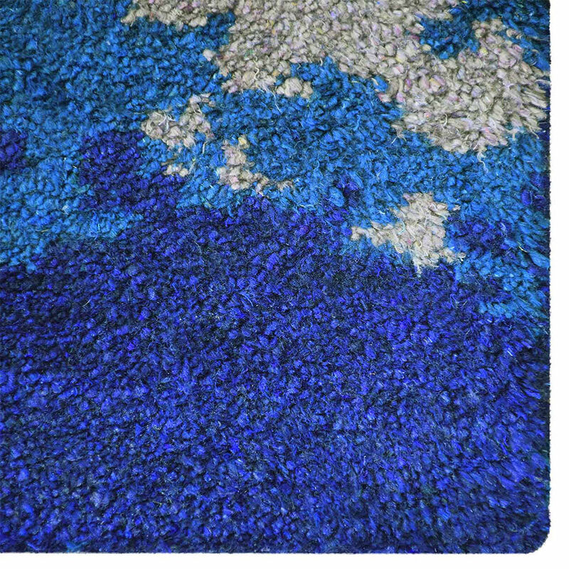 Rugsotic Carpets Hand Knotted Silk 6'x9' Area Rug Abstract Blue Beige NS1242