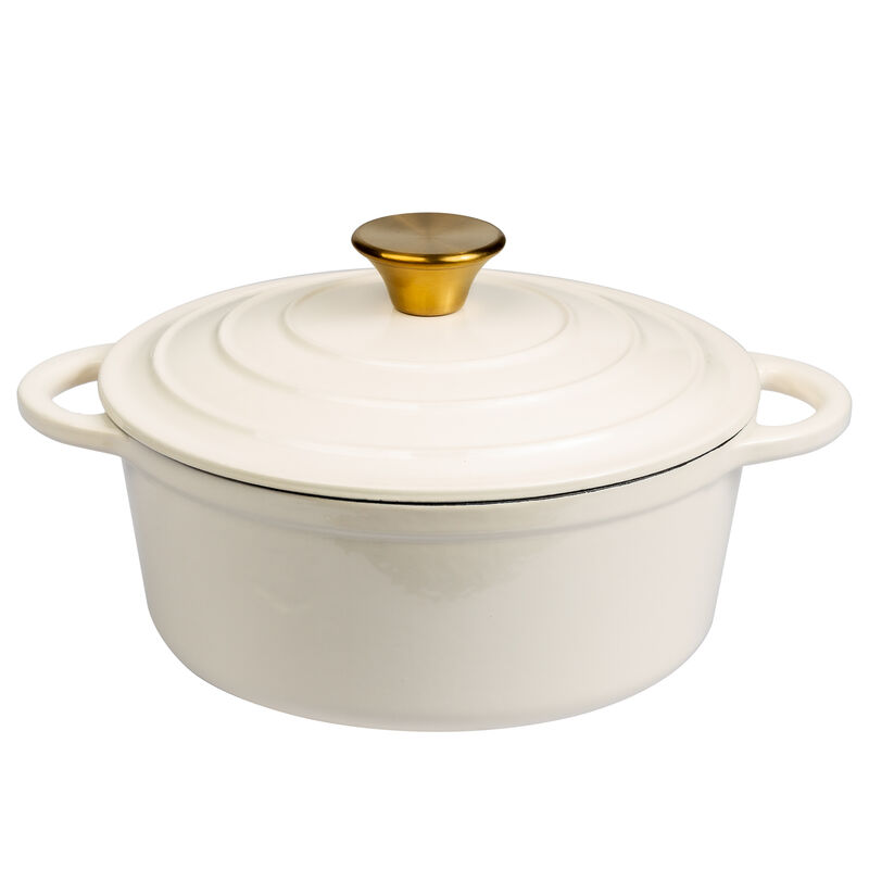2.8 Quart Enameled Cast Iron Round Dutch Oven in Cream