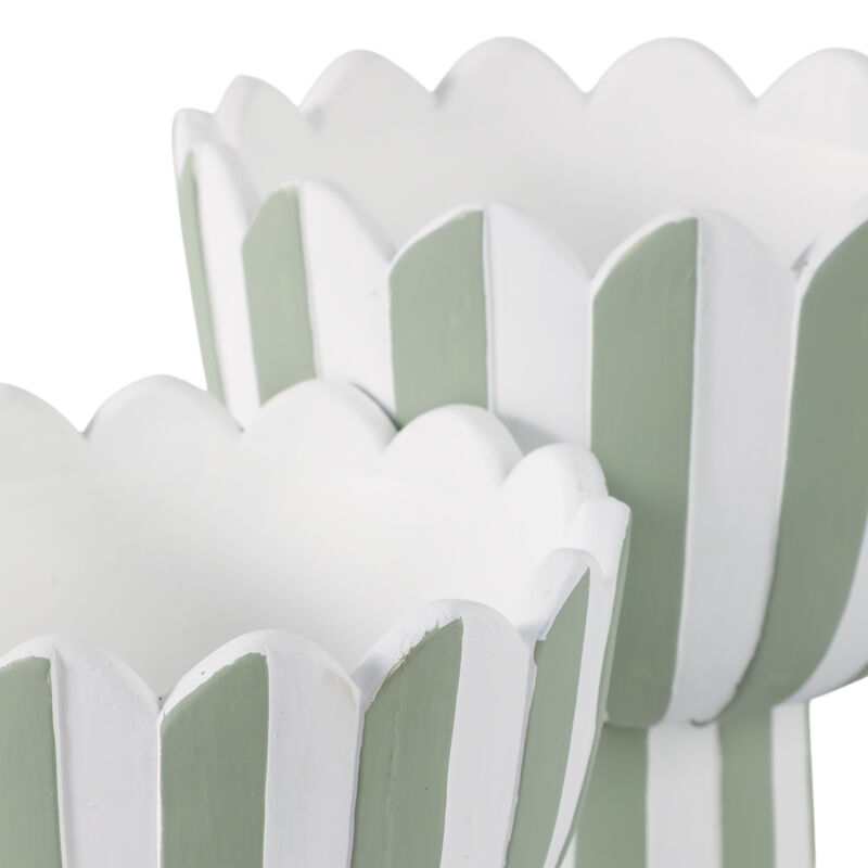 Scallop Edge Striped Planters Set