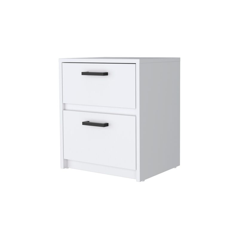 Karval 2 Piece Bedroom Set, Armoire + Nightstand, White
