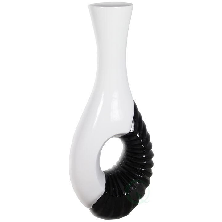 Modern Black and White Large Floor Vase - 43 Inch Tall, Contemporary Home Decor, Minimalist Design, Elegant Room Accent, Statement Piece, Sleek Floor Decoration, Fill with Dried Branches or Flowers