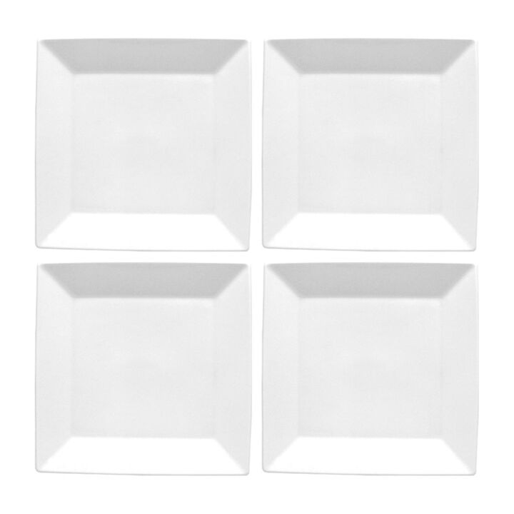 Porcelain Merid 8.25" x 8.25" Square White Porcelain Plate (Set of 4)