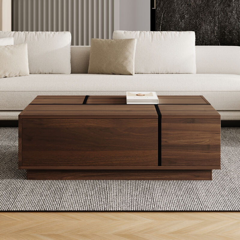 Merax Rectangular Sliding Top Coffee Table with 2 Drawers