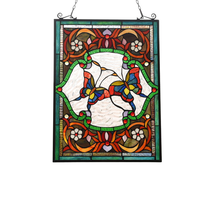 Lighting ANNABELLA Tiffany-style Animal Design Window Panel 18" x 25" - Benzara
