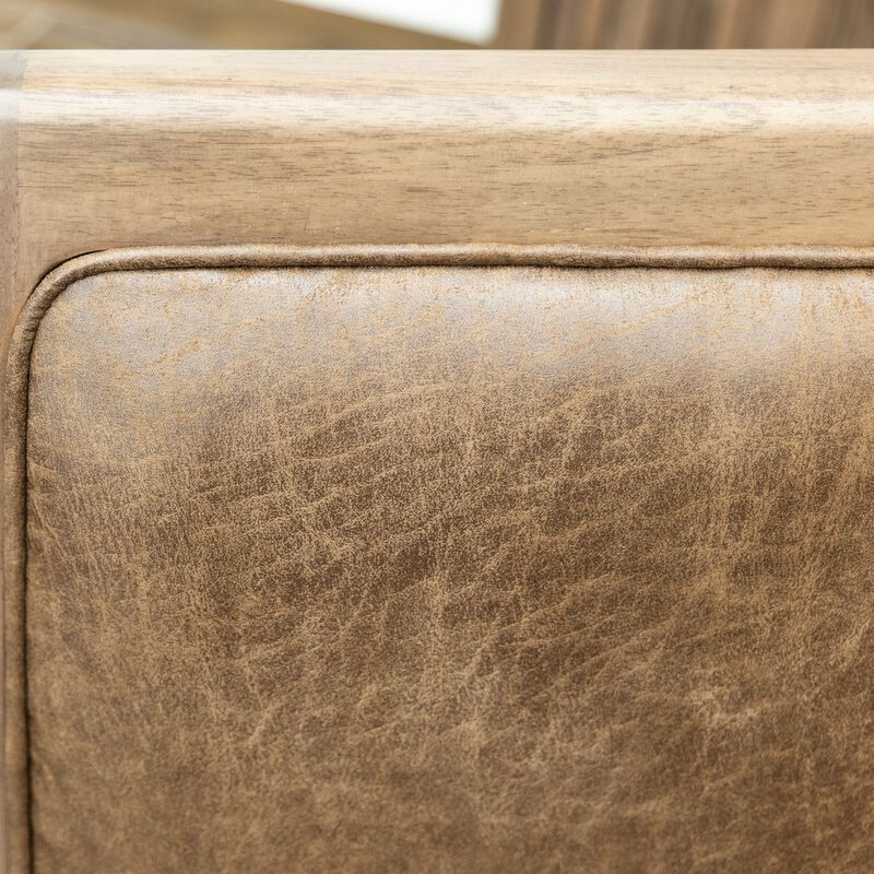 Okai Dining Side Chair Set of 2, Brown Upholstered Padded, Solid Wood