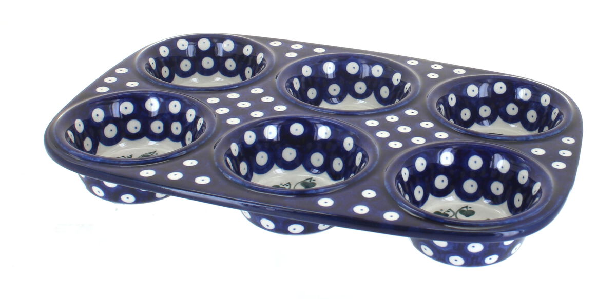 Blue Rose Polish Pottery Alyce Muffin Pan