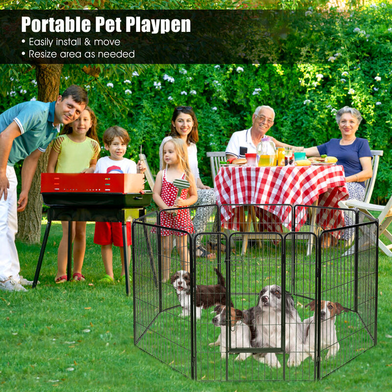 8-Panel Heavy Duty Pet Playpen Dog Fence with Door for Outdoor and Indoor Use
