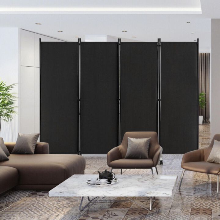 Hivvago 4-Panel Folding Room Divider 6 Feet Rolling Privacy Screen with Lockable Wheels