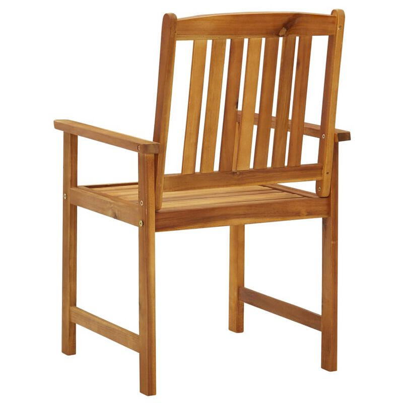 Blaire Outdoor Accent Chairs, Set of 2, Acacia Wood, Cream Cushions - Benzara