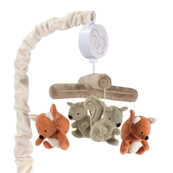 Lambs & Ivy Treetop Fox & Squirrel Woodland Musical Baby Crib Mobile Soother Toy