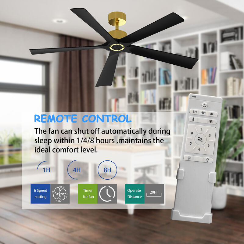 FUFU&GAGA Ceiling Fan 30-in with Black Blades Indoor/Outdoor Ceiling Fan Remote (5-Blade),Black