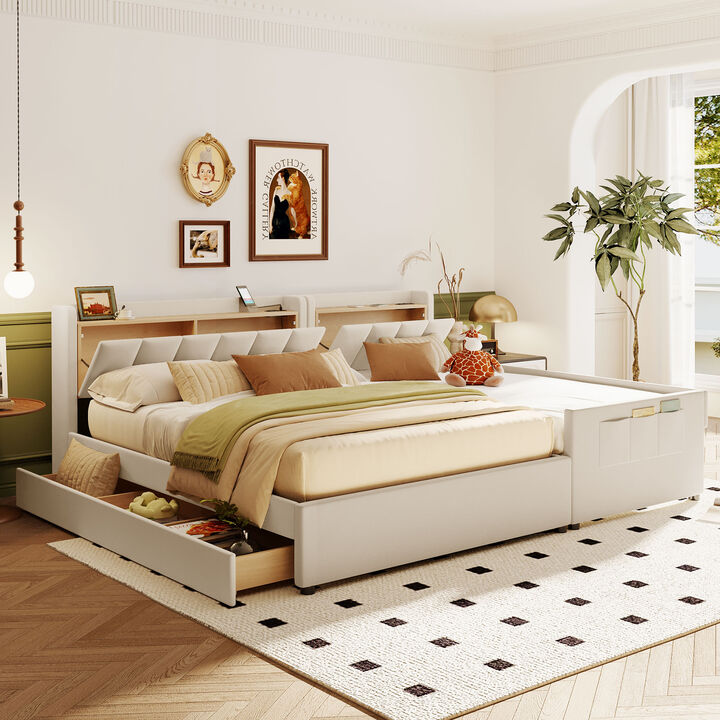 Merax Two in One Upholstered Platform Bed with Storage