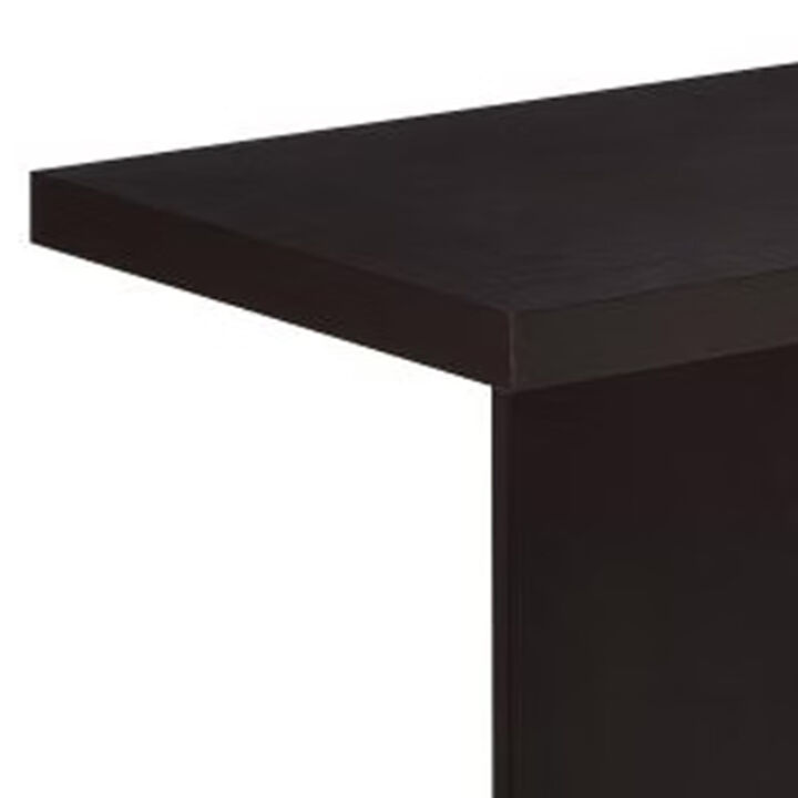 Contemporary Sofa Table With Pedestal Base, Cappuccino Brown-Benzara