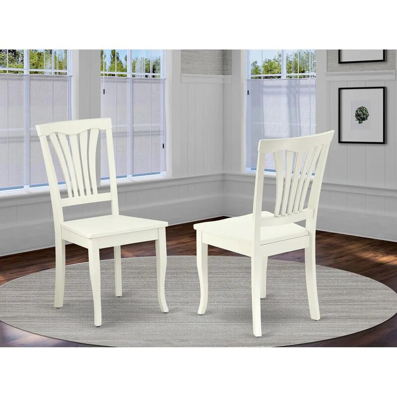 East West Furniture Avon  Chair  with  Wood  Seat  -  Saddle  Brow  Finish,  Set  of  2