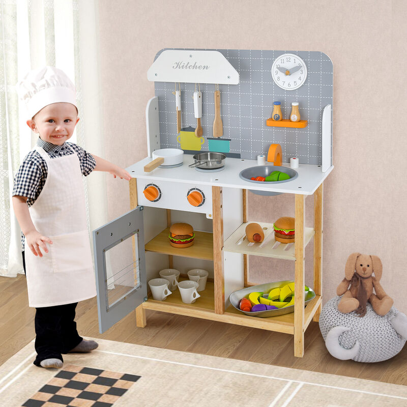 Toddler Pretend Kitchen Set with Cookware Accessories Fun Toy for Boys and Girls