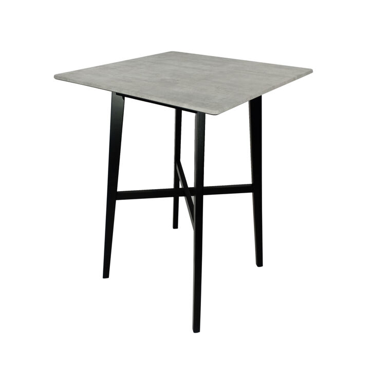 Ashi Bar Height Dining Table, 31 Inch, White Laminate, Black Wood Frame - Benzara