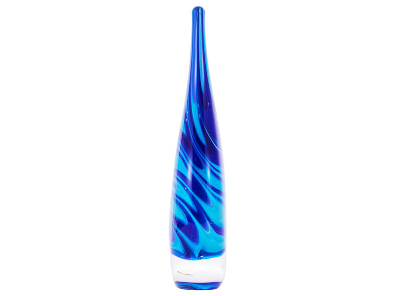 Hand Blown Swirl Wave Tear Drop Sommerso Art Glass Sculpture