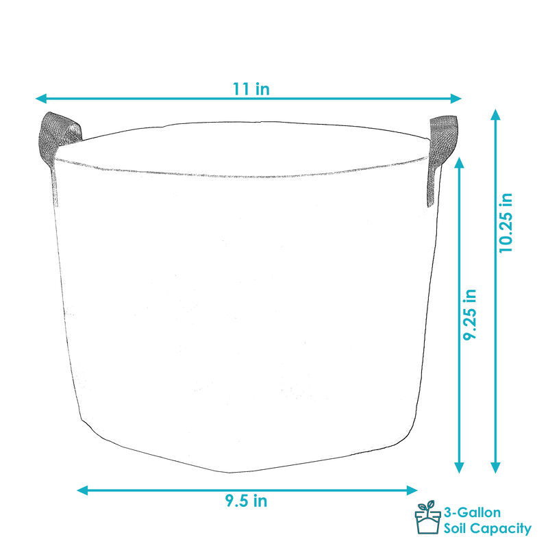 Sunnydaze Nonwoven Polypropylene Fabric Grow Bag with Handles - 3 gallon