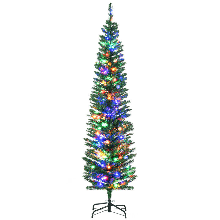 HOMCOM 6' Pencil Prelit Artificial Christmas Tree with Colorful LED Lights