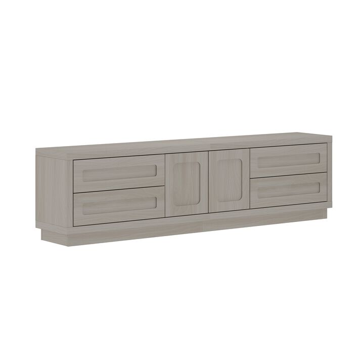 FUFU&GAGA Grey Wood Grain TV Stand with Storage, PB & MDF Construction (66.9" W x 18" H x 11.8" D), Grey Wood Finish