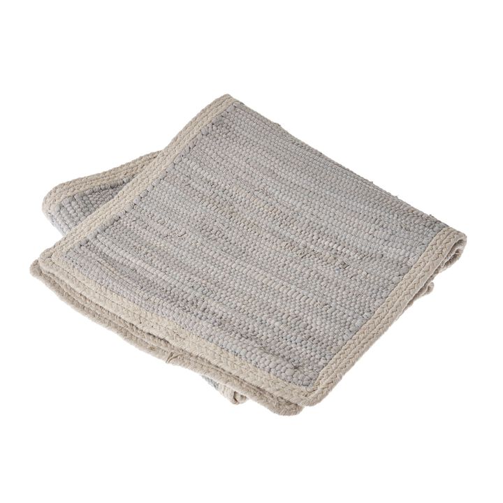 80" Gray and Ivory Hand Woven Bordered Rectangular Table Runner