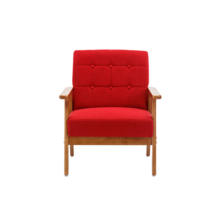 Accent Chairs Set Of 2 With Side Table, Mid Century Modern Accent Chair, Wood And Fabric