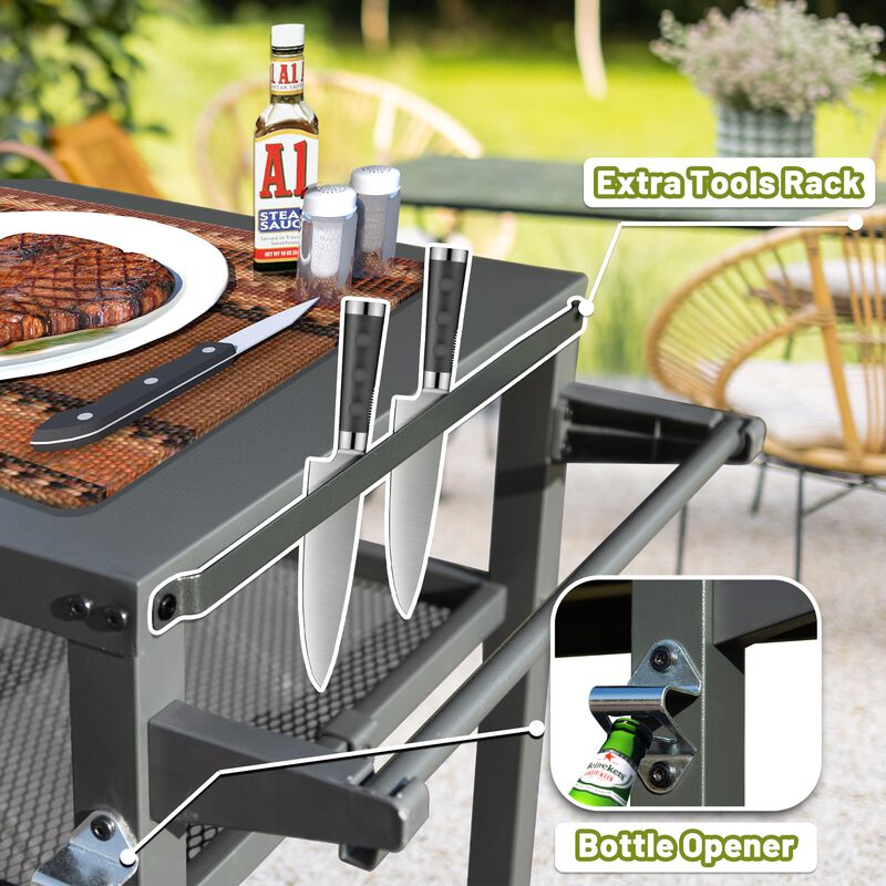 Streamdale Rust-Proof Outdoor Prep Table with Mobility