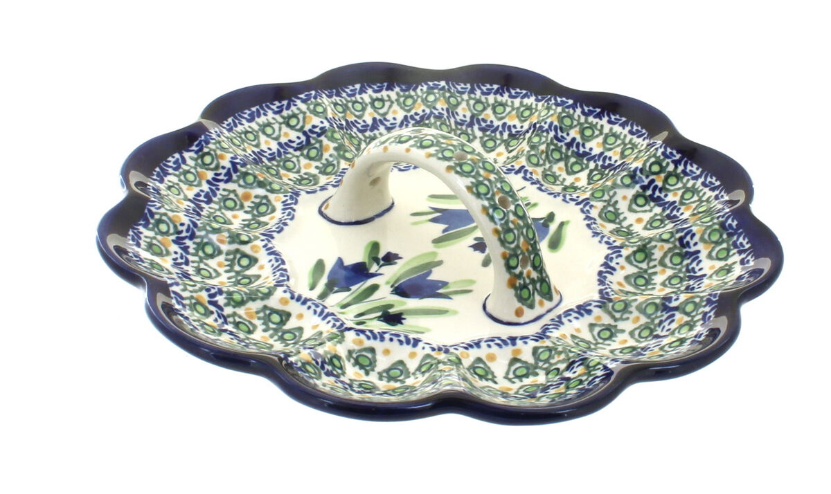 Blue Rose Polish Pottery Vintage Violet Egg Plate