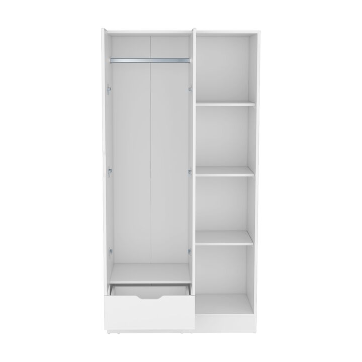 DEPOT E-SHOP Toccoa Armoire with 1-Drawer and 4-Tier Open Shelves