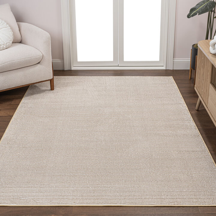 Cole Modern Minimalist Pinstripe High-Low Area Rug