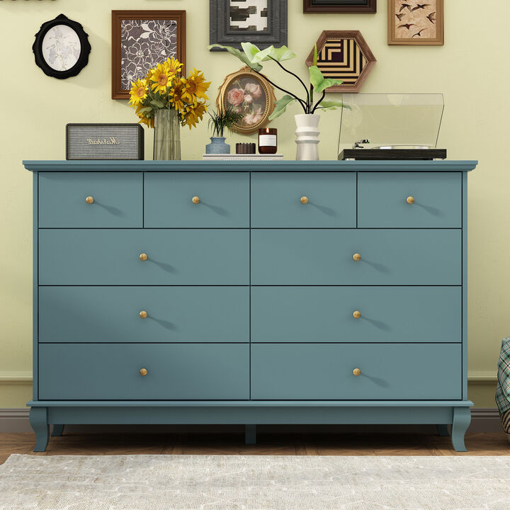 10 Drawer 55.1" W Double Dresser