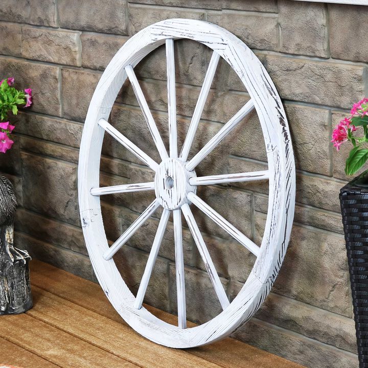 Sunnydaze Wagon Wheel Indoor/Outdoor Statue - 29 in