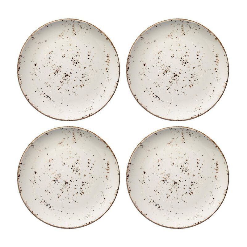 Grain dia.6.75" Round Decorated Porcelain Plate (Set of 4)