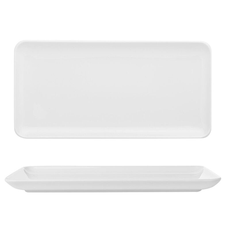 Porcelain Santa Monica 12.25" x 6.25" x h:1" Rectangular White Porcelain Platter (Set of 2)