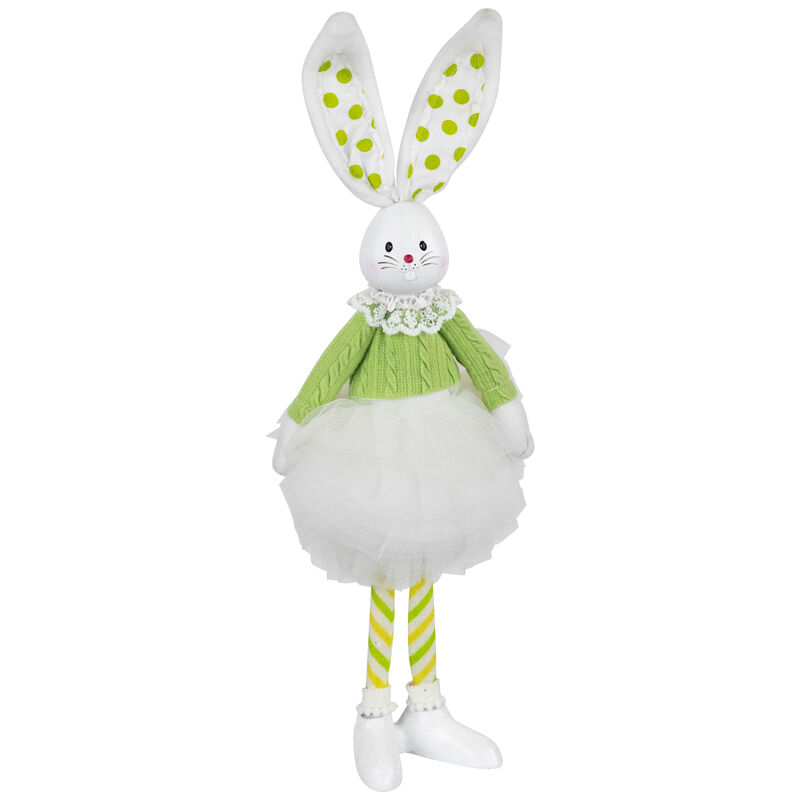 Ballerina Bunny Standing Easter Figure - 15" - Green and White