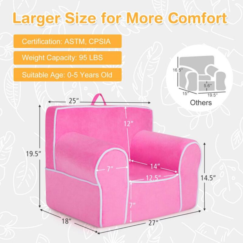 Hivvago Upholstered Kids Sofa with Velvet Fabric and High-Quality Sponge