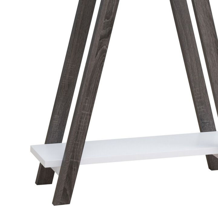Baki 38 Inch Modern Wood Side Console Table, Corner Compartment, White-Benzara